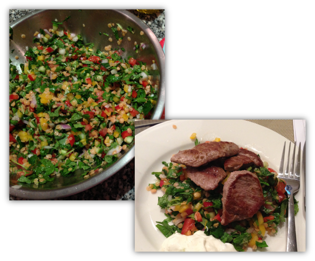 Red Lentel Salad & LambLow fat, low sugar, low cal, low everything!