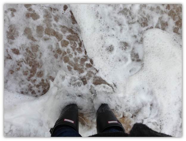 Surf's up - my Wellies didn't quite do the job in the end